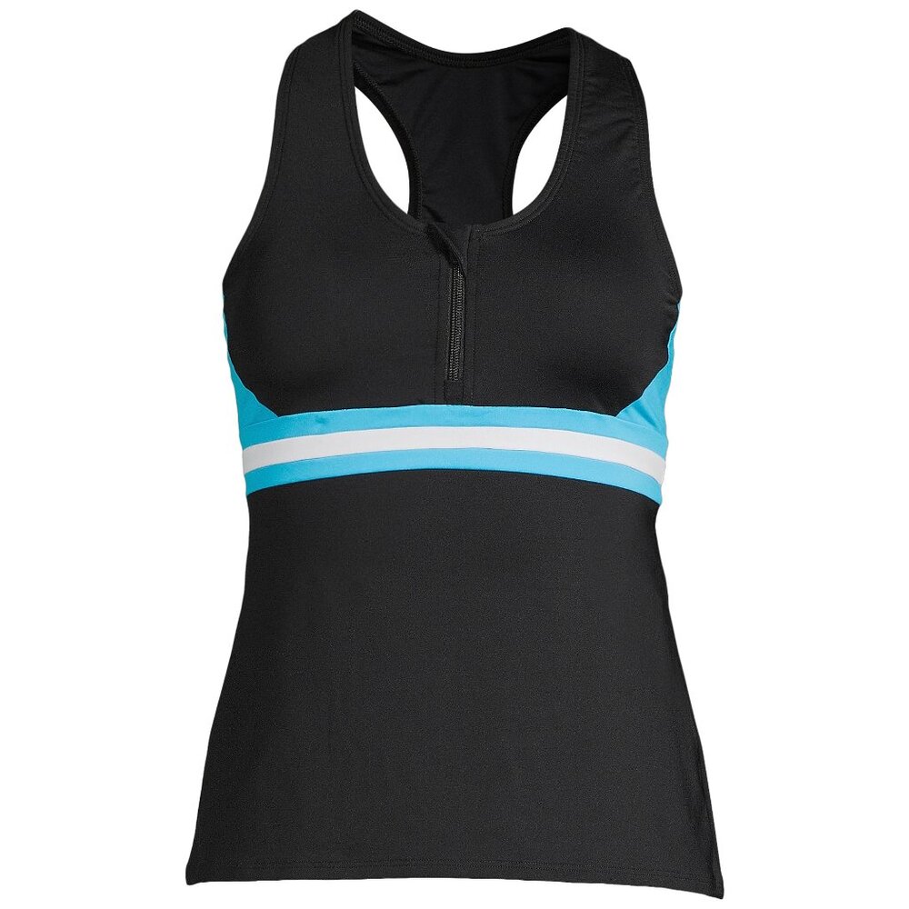 NWOT Size M (10-12) Lands' End Zip Front Tankini Swimsuit Top